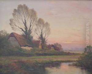 Thatched House At Sunset by Ema Spencer