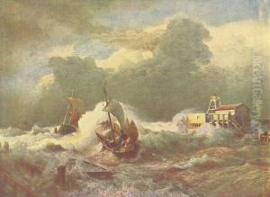 Leuchtturm Bei Ostende by Andreas Achenbach