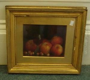Still Life Of Apples, Filbert And Roemer Glass by Frederick Spencer