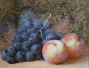 Still Life Of Grapes And Peaches by Frederick Spencer