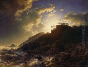 Sunset After A Storm On The Coast Of Sicily by Andreas Achenbach
