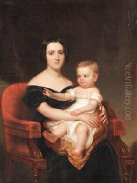 Portrait Of Frances Pierpont Raymond Hunt And Daughter, Franceshelen Hunt, Age 2 - view 1