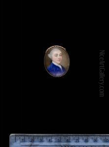 A Gentleman, Wearing Blue Coat And Powdered Wig Worn - view 1