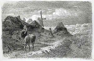 Dutch Landscape With Woman And Cow by Andreas Achenbach