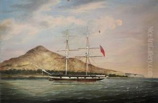 British Ship Off An Island, Possibly St Helena - view 1