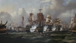 The Battle Of St Vincent, 1797, Showing The Boarding Of The Sannicolas By Sailors From Hms Captain Lead By Horatio Nelson, And Thesubsequent Storm The Battle Of St Vincent, 1797, Showing The Boarding Of The Sannicolas By Sailors From Hms Captain Lead By Horatio Nelson, And Thesubsequent Storm