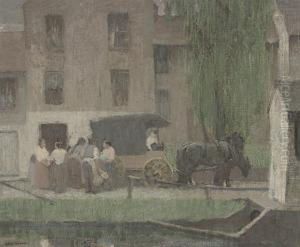 The Peddler's Cart On The Canal, New Hope by Robert Spencer