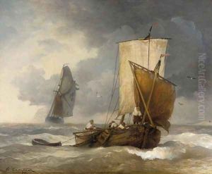Fishing Boats in Stormy Seas (Fischkutter auf sturmischer See) I by Andreas Achenbach