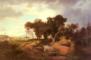 Herbstmorgen In Den Pontinischen Sümpfen (Morning In The Potinian Marches) by Andreas Achenbach