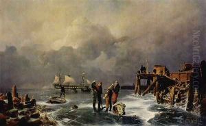Ufer des zugefrorenen Meeres (Winterlandschaft) (Bank of the Frozen Over Sea (Winter Landscape)) by Andreas Achenbach