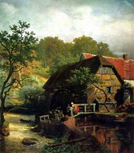 Westphalian watermill by Andreas Achenbach