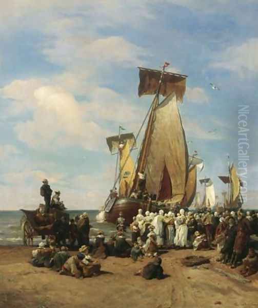 Departure of herring fleet in Scheveningen - view 1