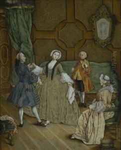 Galantes Paar Beim Tanz 
Im 
Salon