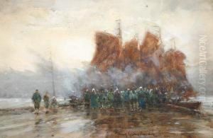 First Boats Of The Morning, Hoorn Holland by Frank Spenlove Spenlove