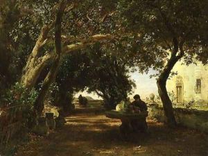 Italian Cloisters by Andreas Achenbach