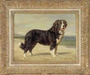 Berner Sennenhund Vor Landschaft by Heinrich Sperling