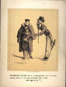 Rommeldibowsky Karradoff leaves the country parliament snuff Mr von Thadden by Andreas Achenbach