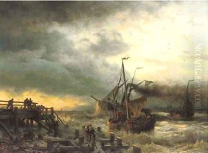 The departure of the steamship by Andreas Achenbach