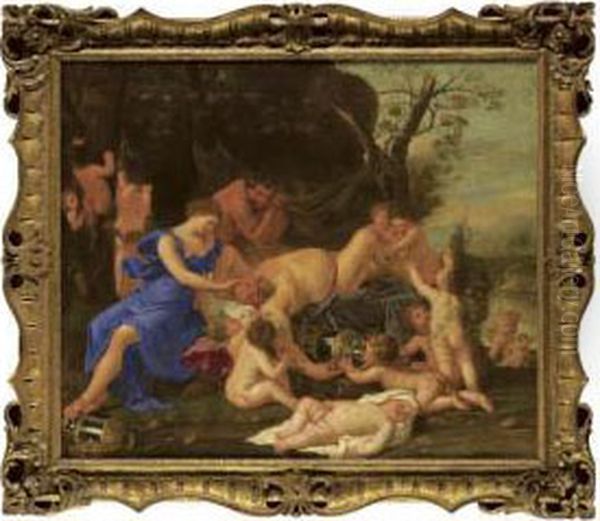A Bacchanal With Two Fauns Looking At Drunken Silenus - view 1