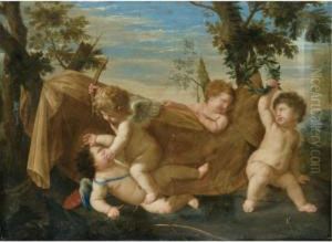 An Allegorical Scene With Putti Fighting by Carel Philip Spierincks