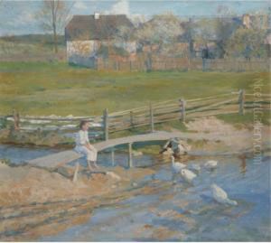 Looking After The Geese by Jaroslav Spillar