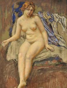 A Sitting Female Nude by Karel Spillar