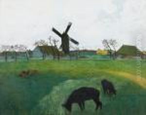 De Grote Weide Met Molen by Leon Spilliaert