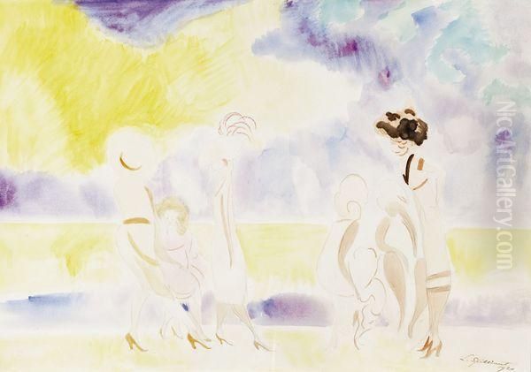 La Promenade, Le Soir Au Bord De La Mer by Leon Spilliaert