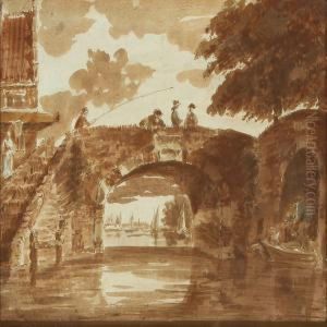 A Channel Scenery With Fishing Children by Hendrik Spilman
