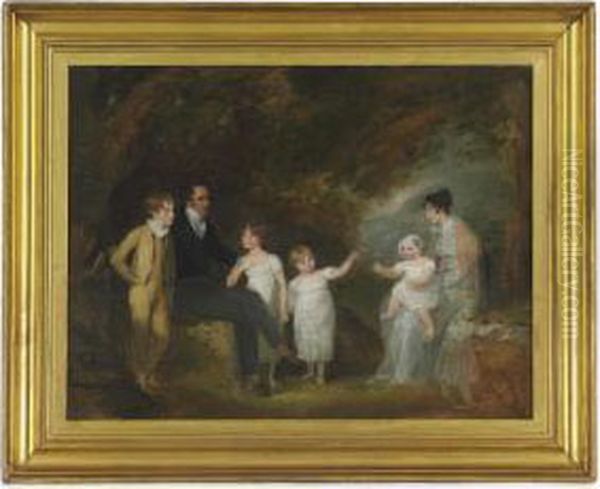 Group Portrait Possibly Of The Artist And Her Family In A Landscape - view 1