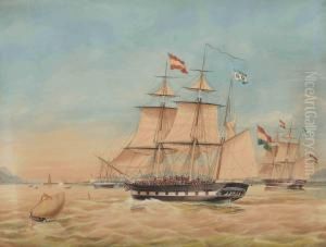 Commander P. Wierikx's Barque 'reijerwaard' In The Harbor Of Manilla