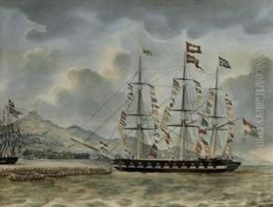 Captain J. Lourens' Merchant Ship 'amboina' Entering The Port Ofnagasaki Captain J. Lourens' Merchant Ship 'amboina' Entering The Port Ofnagasaki