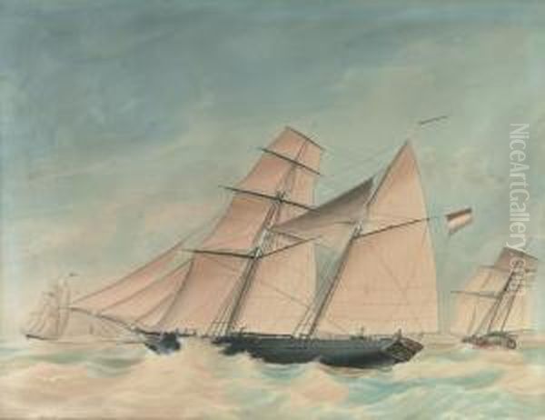The Two-master "zeebloem", Under The Command Of Captain Zeilinga,on A Choppy Sea - view 1