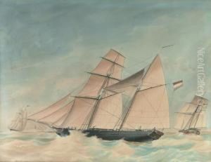 The Two-master "zeebloem", Under The Command Of Captain Zeilinga,on A Choppy Sea