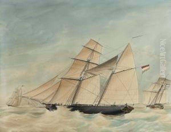 The Two-master "zeebloem", Of Captain Zeilinga, On A Choppysea - view 1