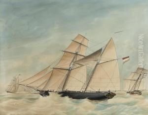 The Two-master "zeebloem", Of Captain Zeilinga, On A Choppysea