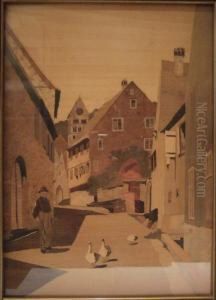 Rue De Village En Alsace by Charles Spindler