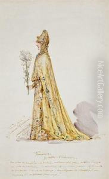 Deux Etudes De Costumes Pour Sarah Bernhardt Dans Le Role De Theodora - view 1