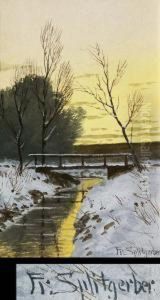 Verschneite Fluslandschaft by Fritz Splitgerber
