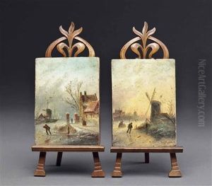 Hollandische Fluslandschaft Im Winter