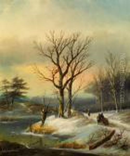 Verschneite Baumlandschaft Mitfigurenstaffage - view 1