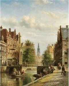 A View Of Amsterdam, The Zuiderkerk In The Distance by Johannes Franciscus Spohler