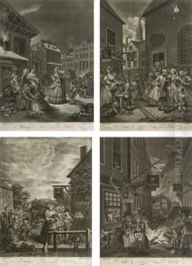 The Four Times Of The Day: Morning - Le Matin; Noon - Le Midi; Evening - La Soree ; And Night - La Nuit by Charles H. Spooner