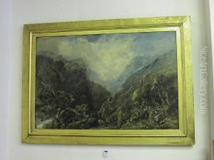 River Gorge In A Mountainous Landscape, Signed And Dated 1881 by John Swinton Spooner