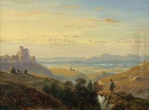 Blick Uber Ein Weites Gebirgstal by Philipp Sporrer