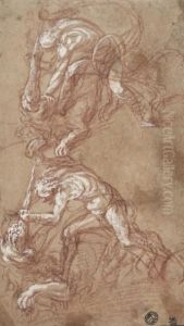 Deux Etudes Pour Un Hercule Combattant Le Lion De Nemee