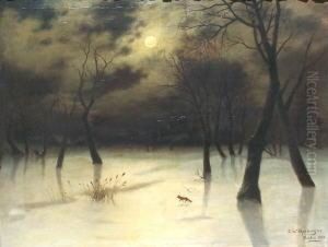 Mondscheinlandschaft Mit Schnurendem Fuchs by Bartholomeus Spranger