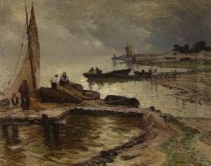 Fischerboote Am Strand. by Louis-Charles Spriet