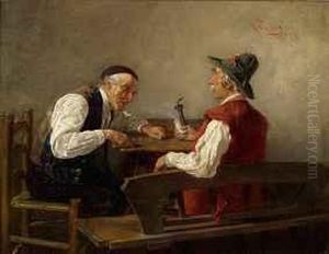 Zwei Bauern Im Gesprach by Alfons Spring