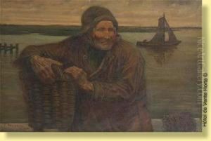 Pecheur Au Coucher Du Soleil by Antoine Springael